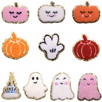 Vente en gros : Château fantôme d'Halloween, serviette en chenille à repasser, patchwork, décoration de vêtements