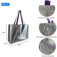 Grand sac réutilisable personnalisé non tissé laminé pp Sac fourre-tout de luxe imprimé gaufré or argent Sac à provisions non tissé