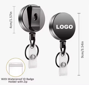 引き込み式キーチェーン4cmグレー金属バッジホルダー垂直IDカード & クレジットハーダーケーブル引き込み式キーチェーン - Product Image 6