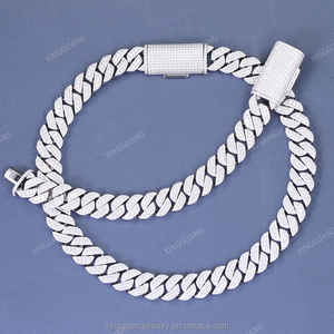 GRA 인증 925 실버 쿠반 링크 목걸이 아이스드 아웃 15mm 힙합 VVS 모이사나이트 쿠반 체인 (남성용) - Product Image 3