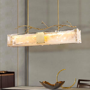 Luminaire suspendu rectangulaire de luxe tout en cuivre, nouveau style chinois, pour table à manger, salle de thé zen, restaurant, artisanal, nouveau style chinois - Product Image 1