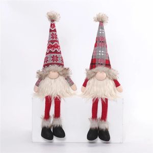 Juego de 2 gnomos navideños de peluche con luces LED cálidas y patas colgantes, regalo festivo - Product Image 1