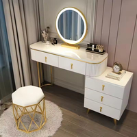 Table de toilette de maquillage moderne blanche de 2 à 4 tiroirs avec chaise miroir éclairée vente à chaud pour les filles panneau en bois style pour chambre à coucher hôtel