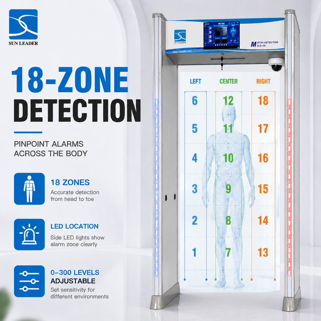 AI Smart Walk Through Metal Detector Gate with LCD Display Image Capture People Counting Security Management System