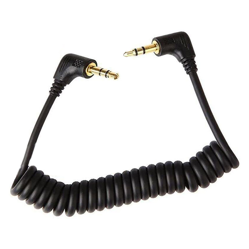 Placcato oro retrattile estendi ad angolo retto Jack TRS da 3.5mm maschio a maschio cavo Audio Aux Stereo cavo a spirale per cuffie da 3.5mm