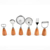 Keuken gadget set met houten handvat, kookgerei sets, lepels, roestvrij staal, milieuvriendelijk, duurzaam, voedselveilig, vaatwasserbestendig