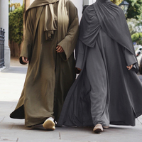 Vente en Gros Personnalisée Dubaï Ensemble de Robes Islamiques Couleur Unie Anti-Plis Décontractées Respirantes Musulmanes, Khimar Voile et Abaya du Moyen-Orient Modestes