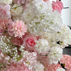 Arco de Flores Artificiales Rosas para Decoración de Bodas, Camino de Flores de Tela para Pasillo, Fondo de Arco de Flores Blancas y Rosas para Boda - Product Image 3