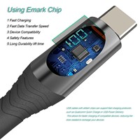 Câble USB-C en nylon 100W avec affichage de la puissance, charge rapide pour iPhone 15, iPad, MacBook, câble de charge Type-C