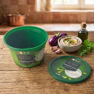 KARMAY BabaGhanouj Organic 400g 2OZ <b>Food</b> Grade <b>Plastic</b> <b>Container</b> Cylinder Shape PP Material IML Printing - Product Image 6
