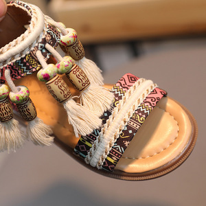 Zapatos de Piel Sintética Antideslizantes para Niños, Sandalias de Playa Estilo Bohemio, Sandalias Planas para Niñas Pequeñas - Product Image 5