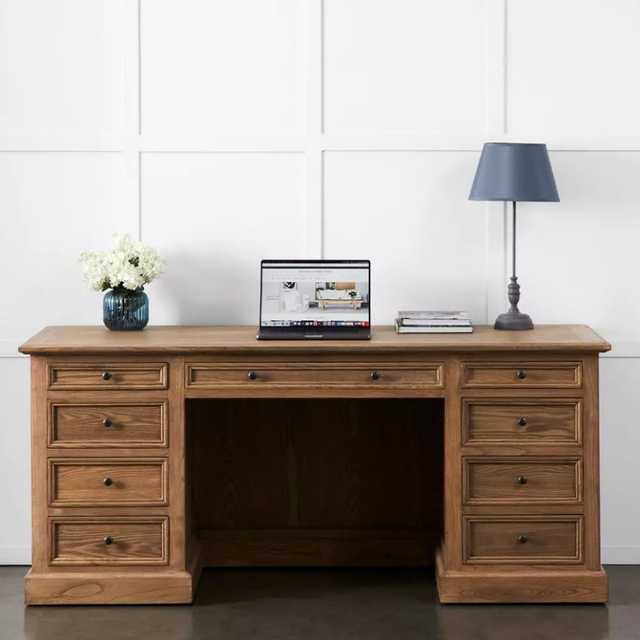 RH American Country Retro-style Solid Wood Computer Table, White Oak Desk Office Table Home Office Furniture