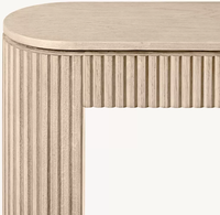 Console de salon moderne à cannelures avec tiroirs à fermeture douce, en chêne blanc américain brossé à la main