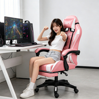 Chaise de jeu ergonomique avec accoudoirs, chaise de jeu à dossier haut en cuir PU, chaise de bureau Bjflamingo, chaise de bureau à domicile