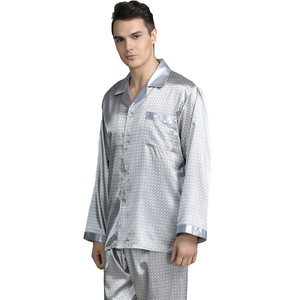 Ensemble <span class=keywords><strong>de</strong></span> pyjama en satin décontracté pour <span class=keywords><strong>homme</strong></span>, confortable et personnalisé, à manches longues, 2 pièces, avec poches, 100% polyester, respirant, vêtements <span class=keywords><strong>de</strong></span> <span class=keywords><strong>nuit</strong></span> d'été - Product Image 5