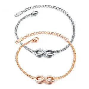 De gros bracelet femmes italie acier inoxydable-Italie chaîne bijoux mode 316L en acier inoxydable or rose infinity numéro 8 bracelet pour hommes et femmes