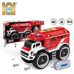 Groothandel mobiele kinderen-Kunyang Speelgoed Muzikale Rescue Elektrische Diy Truck Fire Vroege Educatief Assemblage Auto Voor Kinderen