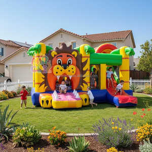 <span class=keywords><strong>Castillo</strong></span> Inflable Resistente con Tobogán y Obstáculos, Diseño de León, para Uso Comercial - Product Image 4