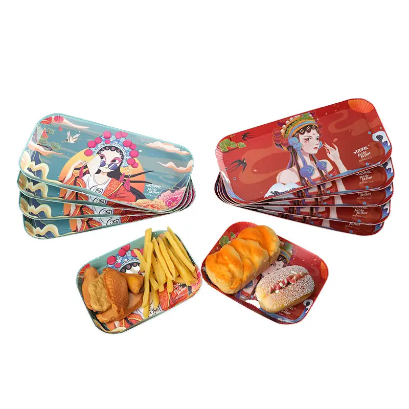 Ready Bulk High Quality Food Grade plate bread French Fries Fried Chicken Snack Disposable Food Paper Tray