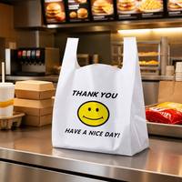 Sacs shopping transparents personnalisés avec logo, poignées découpées, qualité alimentaire, pour supermarchés, vente au détail, emballage de vêtements, vente en gros, faible MOQ