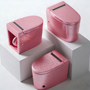 Nouvelle toilette intelligente en céramique rose scintillante 2026, avec capteur automatique et système de chasse d'eau électronique, pour hôtels et appartements - Product Image 2
