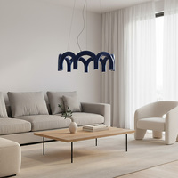 Lustre rond LED artistique moderne Seeky, luminaire suspendu en métal orange pour salle à manger, salon