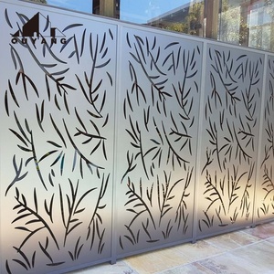 <span class=keywords><strong>Panneau</strong></span> de clôture en acier découpé au laser QUYANG, motif floral, pour cour de villa moderne, écran d'intimité extérieur en métal - Product Image 3
