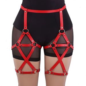 ผู้หญิงเซ็กซี่หนังgarters gothปรับสีดําCross Suspenderเร้าอารมณ์Raveชุดเข็มขัดเอวชุดชั้นในต้นขาgarterเข็มขัด - Product Image 6