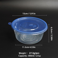 Bols de restauration rapide jetables de 800ml 300 ensembles/carton pour restaurant à emporter aliments et chips de pommes de terre sushi emballage blister