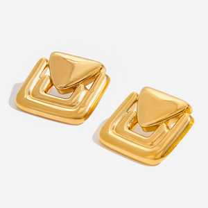 <b>Stud</b> <b>Earrings</b> Geometric U Shape 18K Gold Stainless Steel Fashion Jewelry - Product Image 1