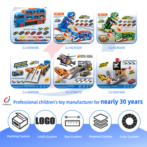 Chengji <span class=keywords><strong>Jouet</strong></span> de transport pour enfants : <span class=keywords><strong>Voiture</strong></span> de transport de dinosaures transformable, pliable, avec rails en alliage et fonction de glisse, et camion porte-conteneurs portatif - Product Image 4