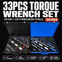 Ensemble d'outils de réparation automobile CRV 33 pièces, ensemble d'outils à cliquet rapide, clé dynamométrique combinée en chrome vanadium, kit d'outils