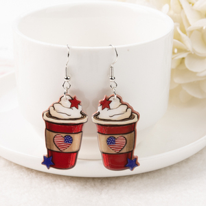1 par de pendientes colgantes del Día DE LA Independencia del 4 de Julio café acrílico para mujer regalo de cumpleaños - Product Image 4