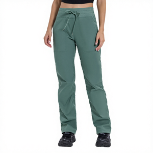 Pantalon de yoga décontracté à taille haute pour femme, à carreaux, ample, jambe droite, séchage rapide, respirant, long, avec cordon de serrage, strass - Product Image 4