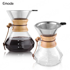 Cafetière à Verser Emode en Forme de Diamant Tout-en-Un avec Filtre, <span class=keywords><strong>Carafe</strong></span> à Café en Verre Borosilicate de 20 oz (600 ml) - Product Image 2