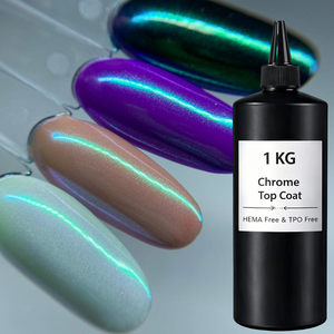 KODIES GEL Capa Superior Efecto Espejo Cromado para Polvo <span class=keywords><strong>de</strong></span> <span class=keywords><strong>Uñas</strong></span> Cromado, Gel <span class=keywords><strong>UV</strong></span> Ecológico No Tóxico <span class=keywords><strong>de</strong></span> Secado Rápido 1KG 1000ML Transparente Sin Limpieza - Product Image 1