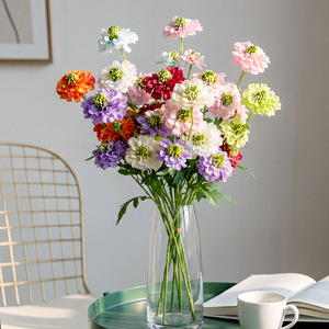 Bouquet de fleurs artificielles en soie YN-Scabiosa, en tissu plastique, pour décoration de mariage - Product Image 1