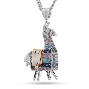Pendentif Llama en Argent Sterling 925, Sertissage Diamanté, Bijou Hip Hop Tendance, Plaqué Rhodium Personnalisé, Breloque Unisexe - Product Image 2