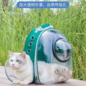 Comfortable Breathable Pet <b>Backpack</b> 33x42x28 Cm Oxford Fabric For Cat Dog Travel Carrier Transparent Space Capsule Design - Product Image 4