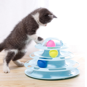Lustige 4 Schichten Interaktive Plattenspieler Kreis Track Kunststoff Disk Moving Bälle Pet Kätzchen turm katze spielzeug - Product Image 4