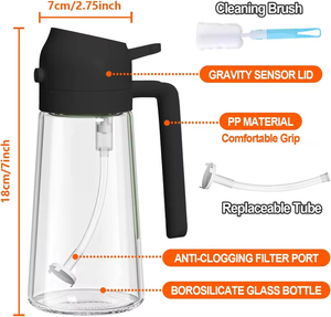 批发定制橄榄油分配器瓶食用油喷雾器470毫升玻璃喷油瓶，带优质烧烤喷嘴 - Product Image 3