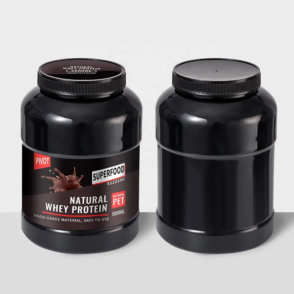 supply black 3L 5Lplastic Nutritional powder supplement container empty Whey Protein Powder Jars