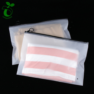 Customize printing eco friendly frosted garment biodegradable clothing zipper plastic bags with logos