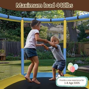 Mini <span class=keywords><strong>trampoline</strong></span> GUINGFUN 59 pouces en acier au carbone avec filet <span class=keywords><strong>de</strong></span> sécurité, barre <span class=keywords><strong>de</strong></span> gymnastique réglable, <span class=keywords><strong>pour</strong></span> enfants, utilisation intérieure/extérieure, cadeau d'anniversaire <span class=keywords><strong>pour</strong></span> garçons et filles - Product Image 5