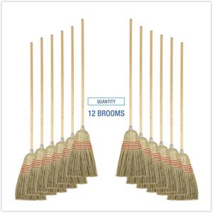 Escoba C-BROOM con mango de fibra mixta y madera, 120 cm de longitud, para limpieza del hogar, cabezal de plástico y recogedor - Product Image 2