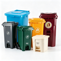 Conteneur à déchets en plastique HDPE multi-tailles à roulettes et couvercle, idéal pour les espaces publics et commerciaux extérieurs – Vente chaude