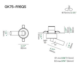 XRZLux 현대 실내 조정 가능한 매입 형 LED 천장 스포트라이트 알루미늄 벽 와셔 눈부심 방지 신축성 CRI 97 25 빔 - Product Image 6
