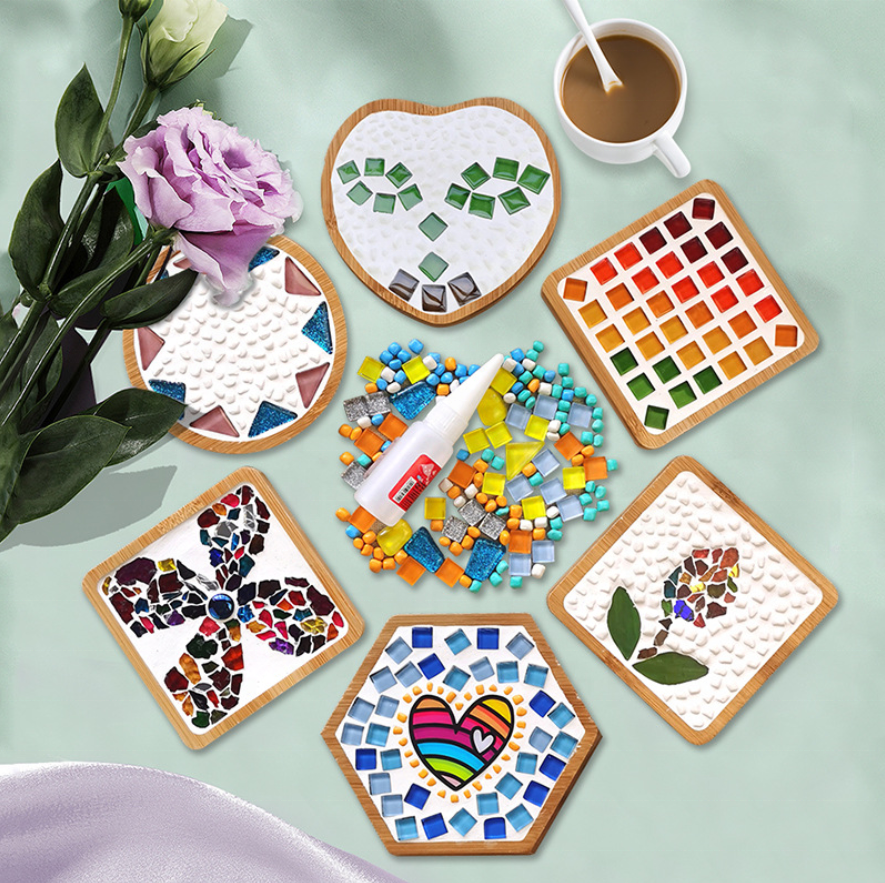 Со шпилькой, креативный, ручная работа, "сделай сам" для взрослых хобби бамбуковый поднос Мозаика DIY Красочные каботажное судно мозаика каботажное судно База Стекло мозаичная работа, комплект