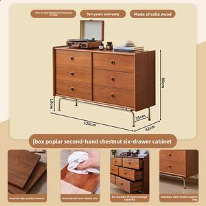 Gabinete de madera maciza de seis cajones vintage moderno <span class=keywords><strong>con</strong></span> diseño de arte del hierro <span class=keywords><strong>Perchero</strong></span> lateral antiguo para dormitorio y sala de estar - Product Image 6