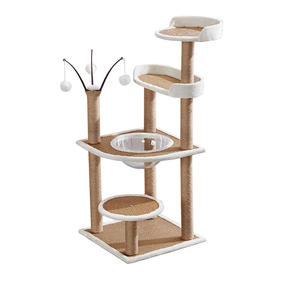 Pet One-Stop Solution Large <b>Cat</b> Tree High Quality Modern Natural <b>Plush</b> Scratching - Product Image 5